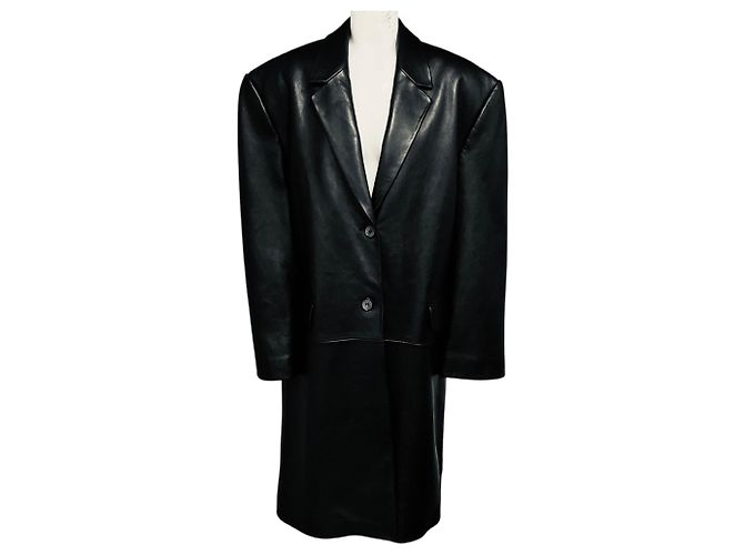 Magda Butrym Oversized Lammleder Mantel Schwarz