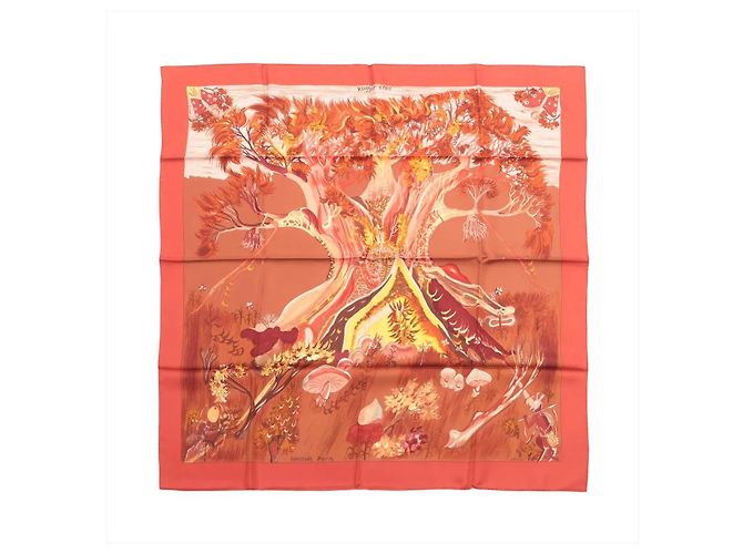 Hermès Carré 90 "Kuggor Tree" Seidentuch in Rot