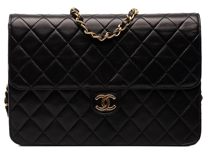 Borsa a tracolla Chanel Medium CC Quilted Lambskin Single Flap Nera