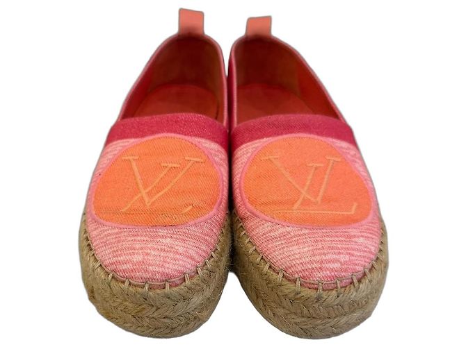 Louis Vuitton espadrillas in tela rosa e arancione