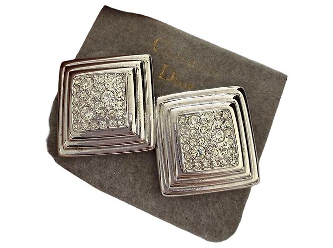 Dior Orecchini a clip in argento e strass