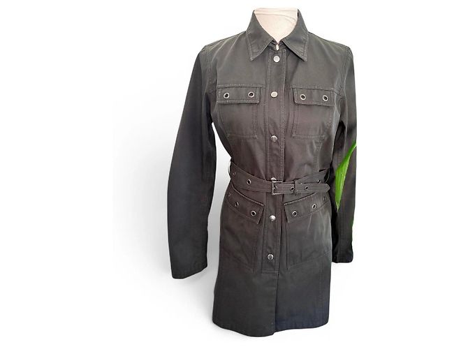 Abito a camicia Prada in cotone e poliuretano nero