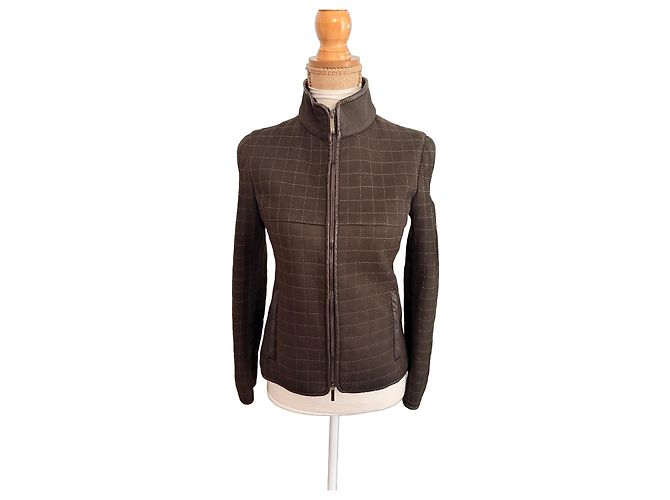 Giacca trapuntata in pelle con shearling marrone Max Mara