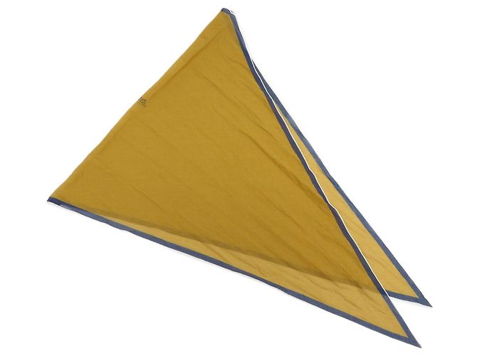 Hermès HERMES Bufanda Pointu 100% Algodón Mustard Navy White