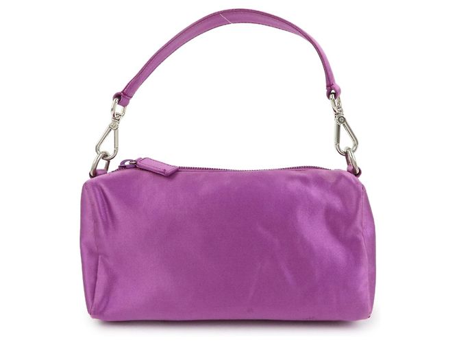 PRADA Mini sac à main pochette en satin avec logo triangle Violet
