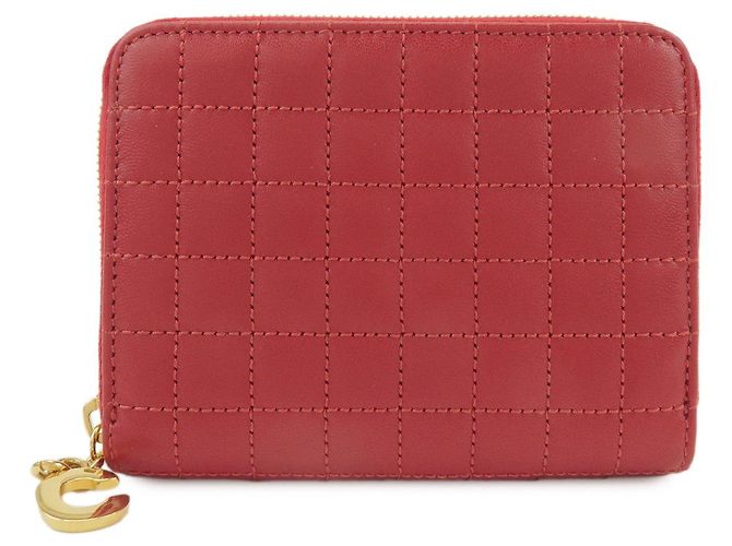 Céline Cartera Compacta Zippy de Piel CELINE con Monedero C-charm Roja
