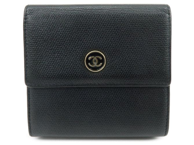 Cartera compacta CHANEL COCO Button Calf Skin W Hook Negra A20902
