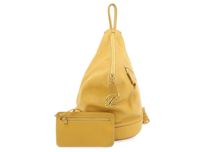 LOEWE Anton Leather Backpack Rucksack Yellow