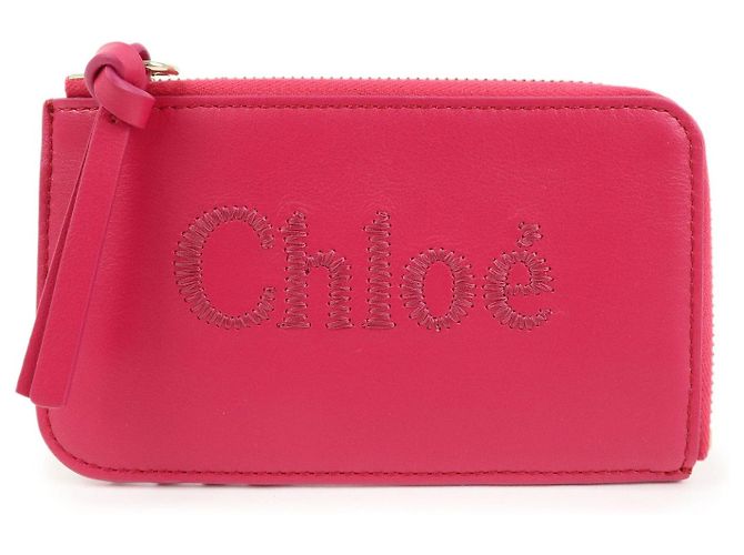 Chloé Chloe Logo Leather Card Case Key Case Pink