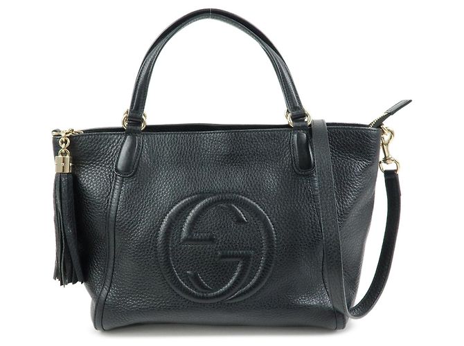 GUCCI Interlocking G SOHO Leder 2Way Handtasche Schwarz 369176