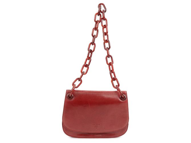 Borsa a tracolla e borsa a mano PRADA in pelle e plastica con catena Logo Rossa