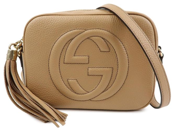 GUCCI SOHO Interlocking G Leather Small Disco Bag Beige 722319