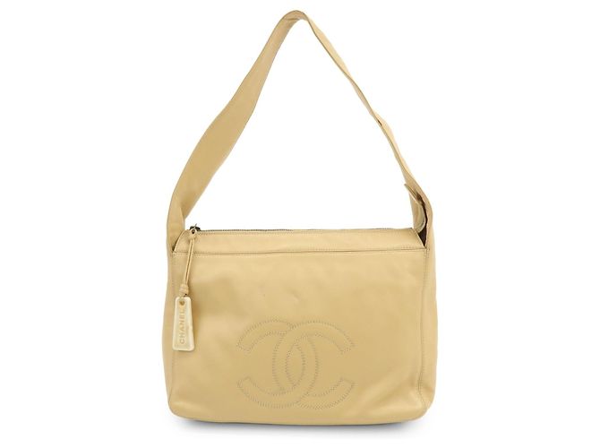 Borsa a tracolla e borsa a mano CHANEL COCO Mark in pelle d'agnello Beige