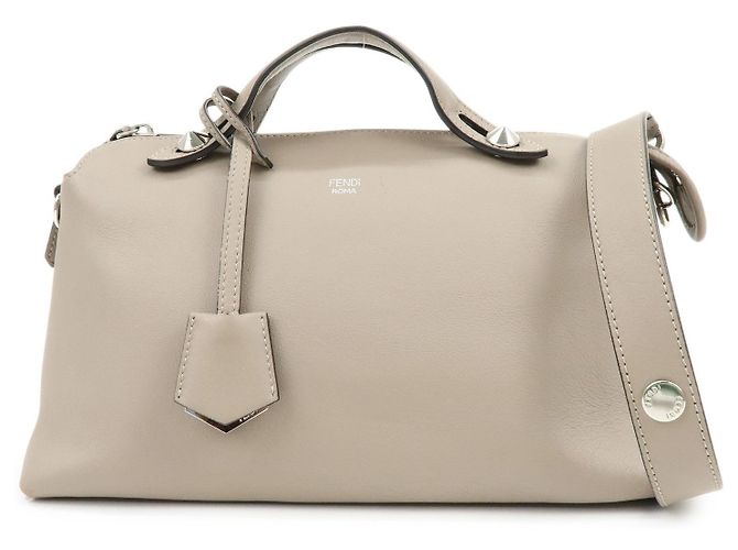FENDI BY THE WAY Medium Leder 2Way Handtasche Greige 8BL124