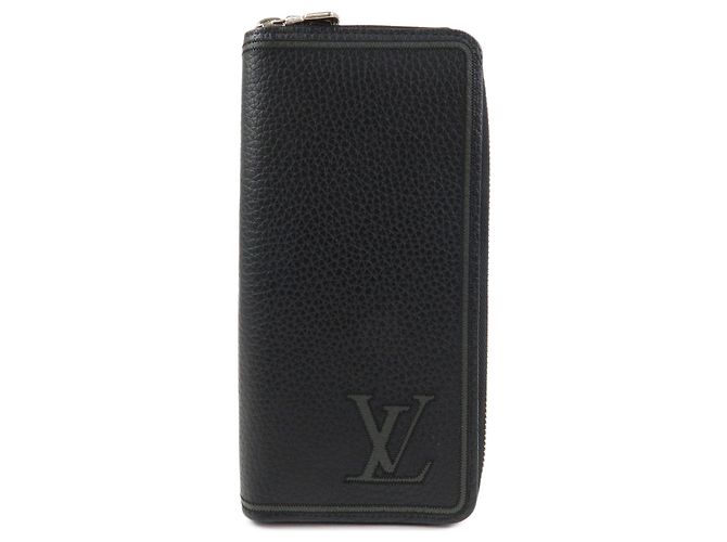 Louis Vuitton Torillon Leather Vertical Zippy Wallet Black M68228