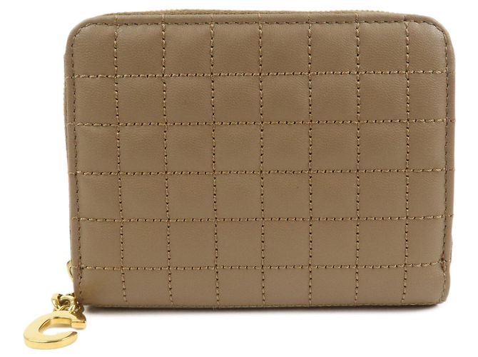 Céline CELINE Leather Compact Zippy Wallet Card Case Coin Case Brown