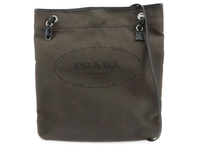 Borsa a spalla e borsa a tracolla in pelle jacquard con logo PRADA Marrone scuro