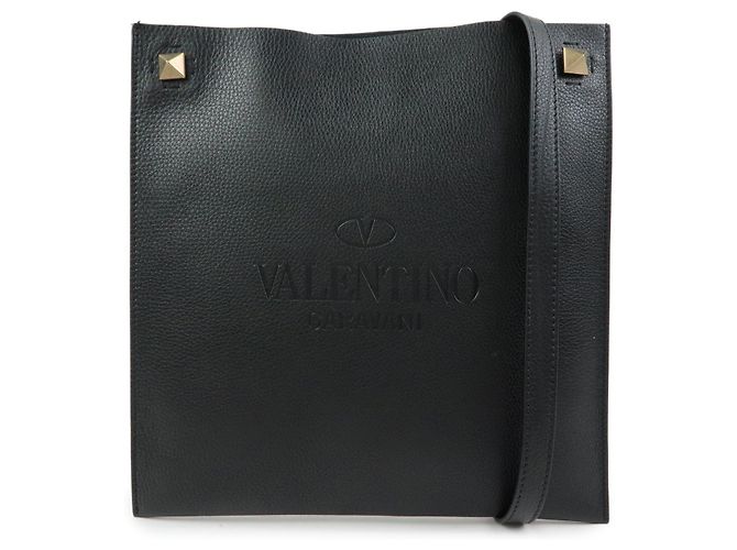 VALENTINO Borsa a spalla e a tracolla in pelle con borchie Nero