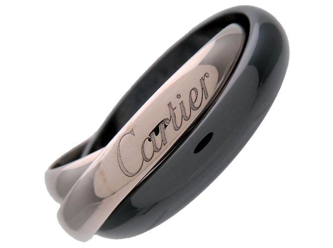 Anello Cartier Trinity MM 750WG BlackCeramic White Gold Black #50 US5.5