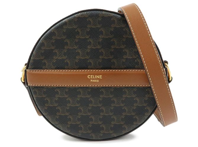Céline CELINE Borsa a tracolla e a spalla Triomphe in PVC e pelle Marrone