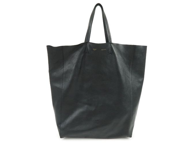 Autre Marque CELINE Horizontal Cabas Ledertasche Handtasche Schwarz
