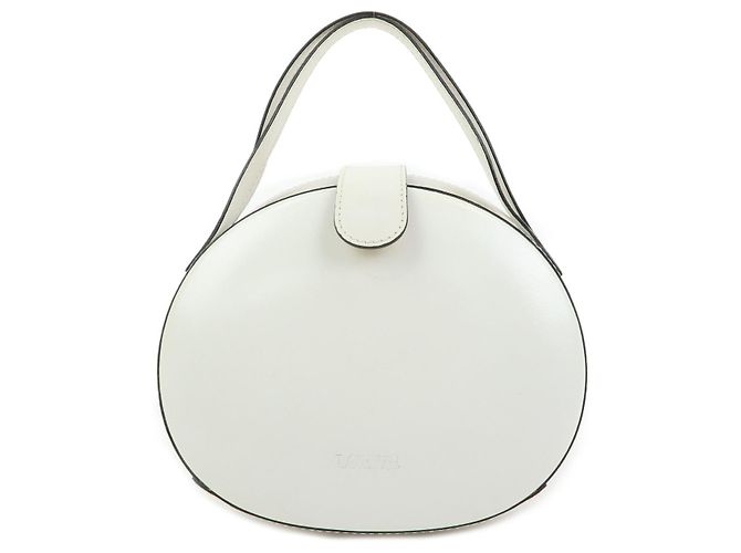 Loewe Logo Runde Leder Handtasche White