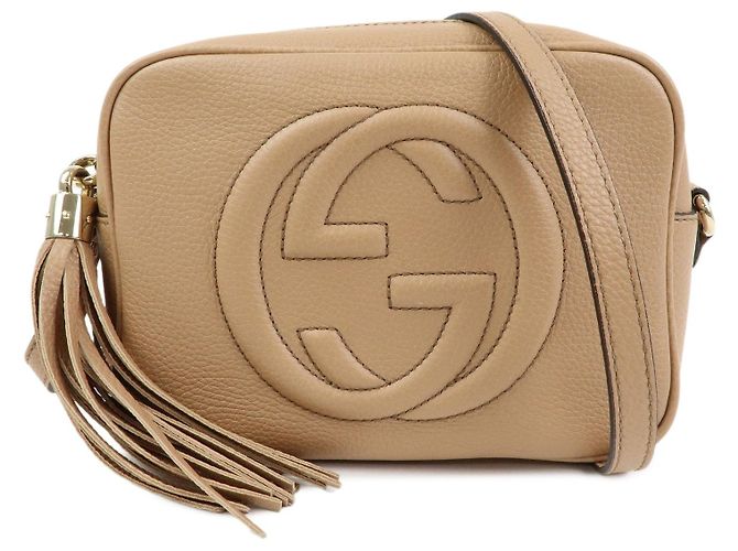 GUCCI SOHO Interlocking G Leather Small Disco Bag Beige 308364