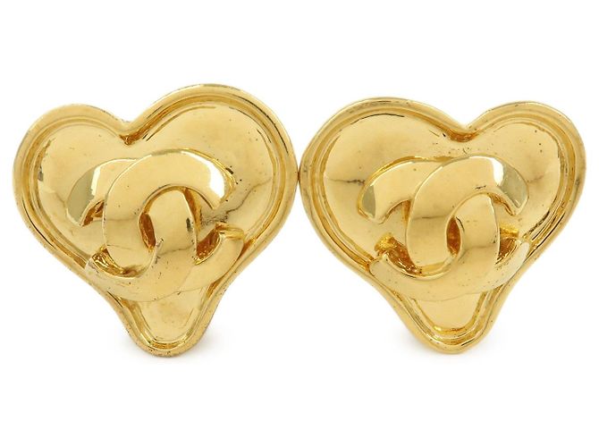 Boucles d'oreilles clips cœur CHANEL COCO Mark plaqué or doré