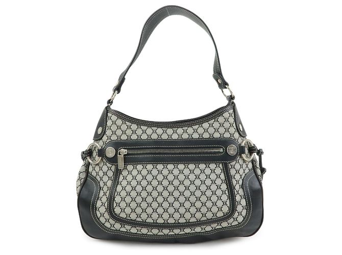 Céline Borsa a spalla e a mano CELINE in tela Macadam e pelle Nera