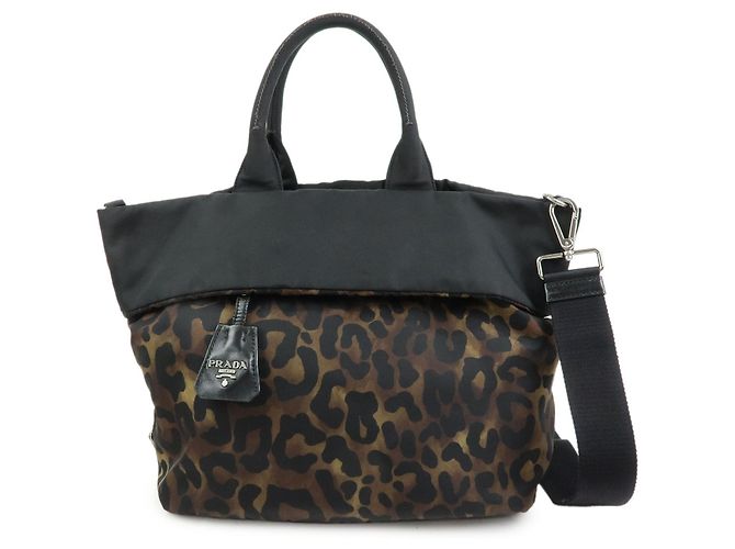 PRADA Borsa reversibile 2Way in nylon e pelle con logo Triangle Nera BN1959