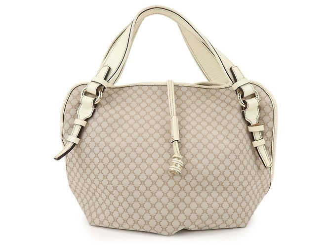 Céline Bolsa de Ombro CELINE Macadam Bittersweet em Lona e Couro Beige Ivory