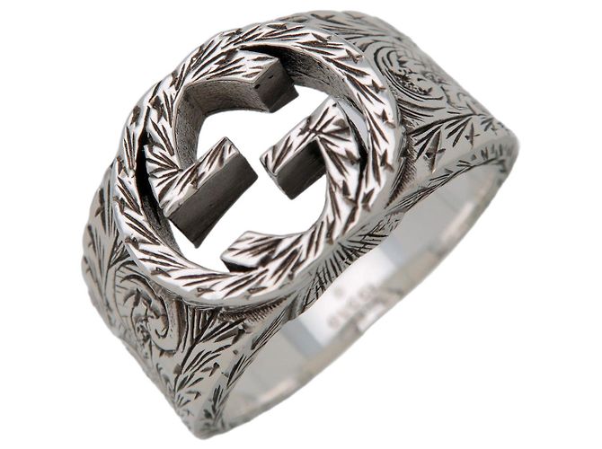 GUCCI Interlocking G Arabesque Ring SV925 Silber #23 US10.25 EU63