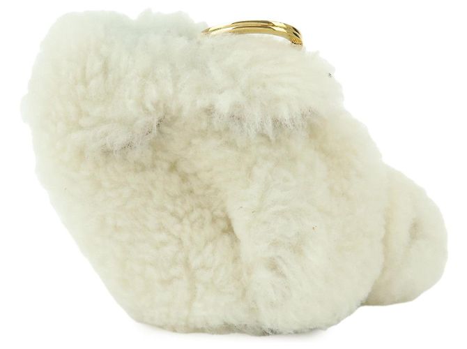 LOEWE Wool Leather Coin Case Bag Charm Rabbit White