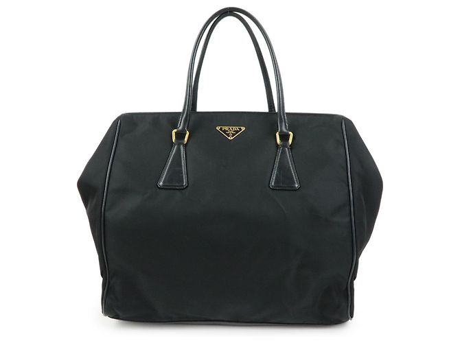 Borsa Tote e Borsa a Tracolla PRADA in Nylon e Pelle con Logo Triangle Nero