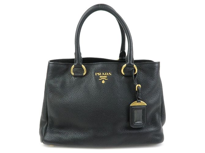 Bolsa 2Way em couro com logo PRADA Bolsa de mão Preta