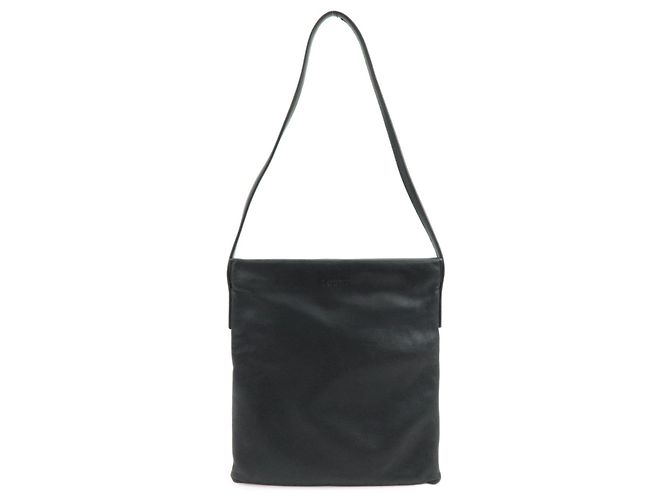 Borsa a spalla piatta e borsa a tracolla in pelle nappa con logo LOEWE Nero