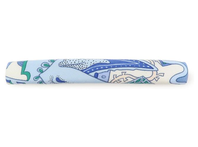 Hermès HERMES Eclipse GM Accessorio per capelli molletta in seta 100% e metallo Blu
