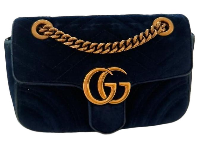 Gucci Marmont Borsa a tracolla in velluto blu