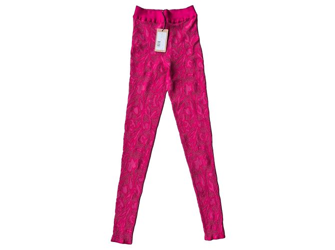 Alaïa Stretch-Spitzenleggings Fuchsia