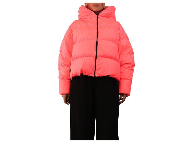 Autre Marque Kapuzen-Steppjacke in Neonpink - Größe M