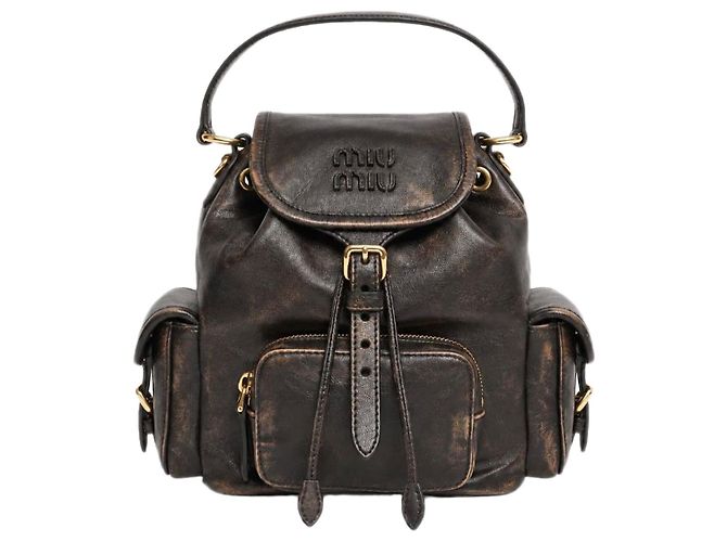 Miu Miu Mini-Rucksack aus Coffee-Leder
