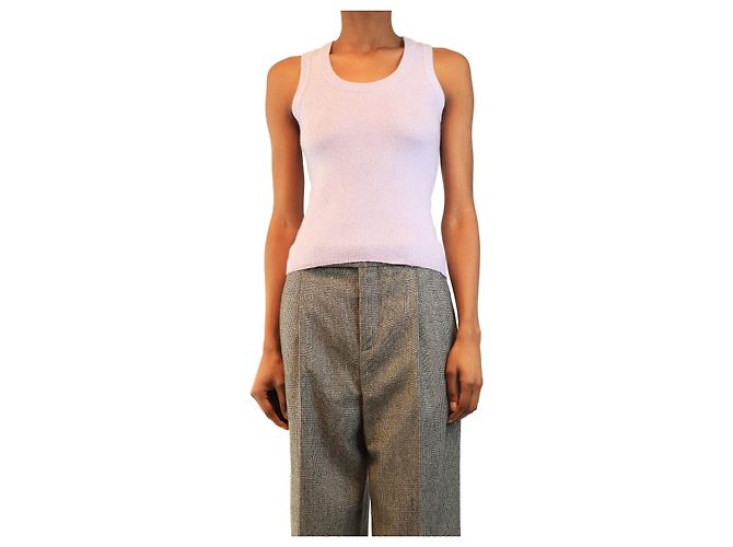 Autre Marque Top de malha canelada sem mangas lilás - size XS