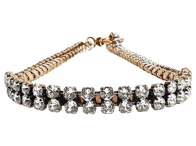 Balenciaga Collier choker double rangée en cristal doré
