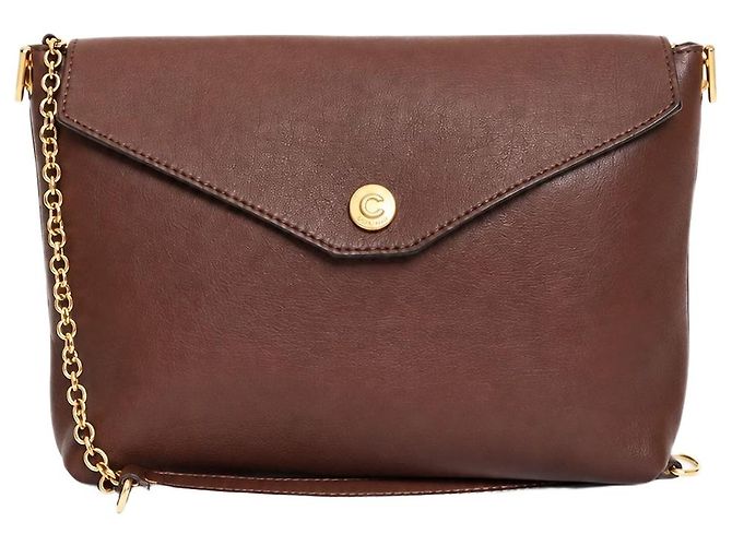 Céline Bolsa de ombro envelope em couro castanho