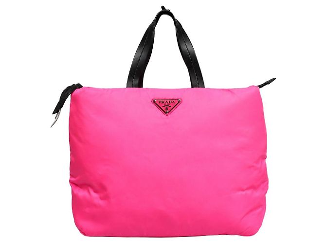 Tote Prada Saco de compras acolchoado em nylon Tessuto rosa