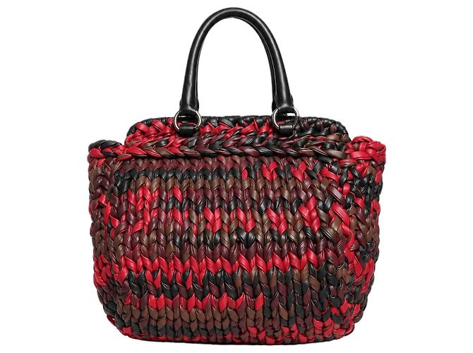 Prada Multicolor gestrickte Nappa-Leder-Tote-Bag
