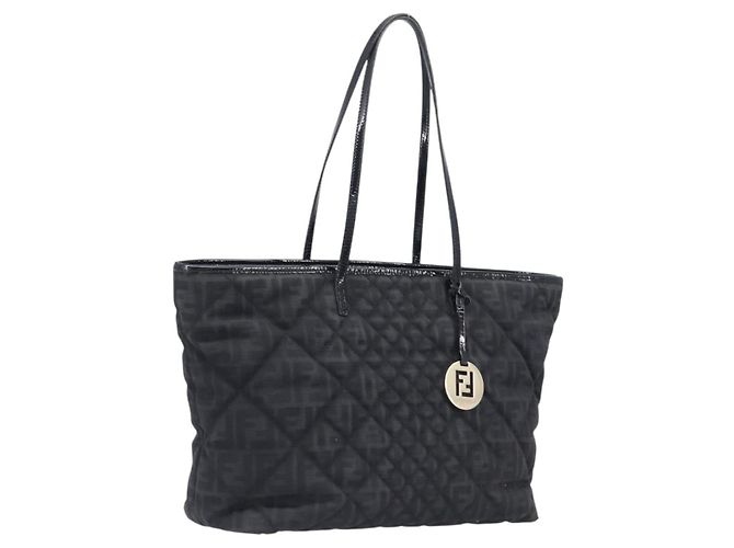 FENDI Zucca Canvas Tote Bag Black Gold