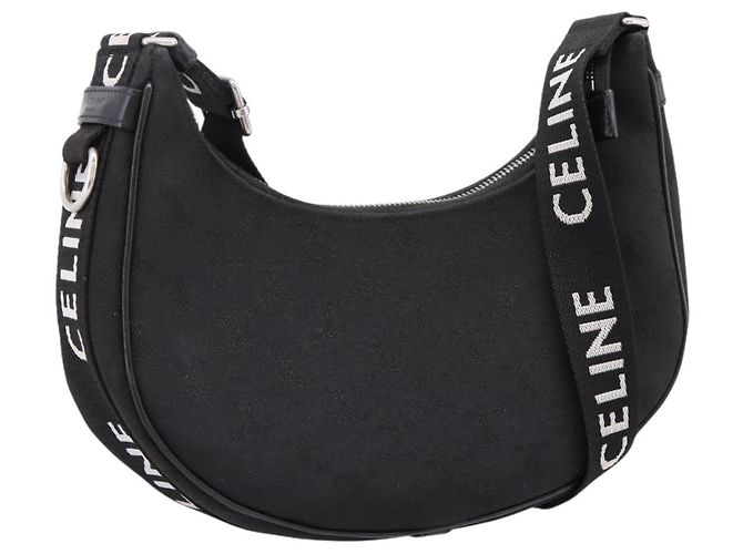 Céline CELINE Ava Medium Shoulder Bag Canvas Black Silver