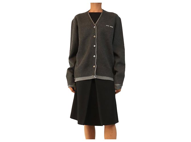 Miu Miu V-Ausschnitt Kaschmir-Cardigan in Anthrazitgrau - Größe UK 8