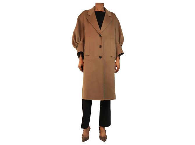 Prada Brown puff-sleeved coat - size UK 6